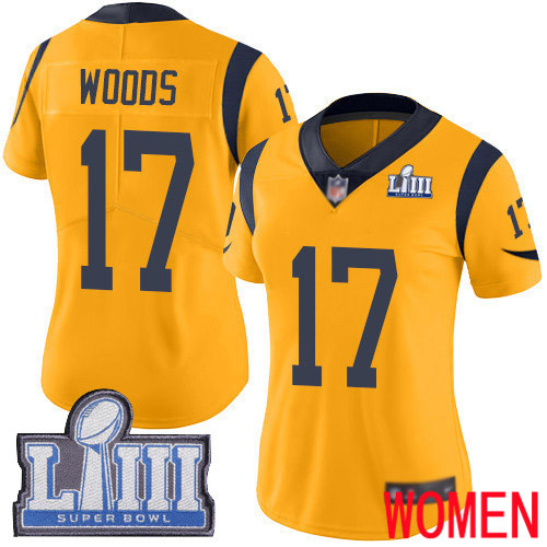 Los Angeles Rams Limited Gold Women Robert Woods Jersey NFL Football 17 Super Bowl LIII Bound Rush Vapor Untouchable